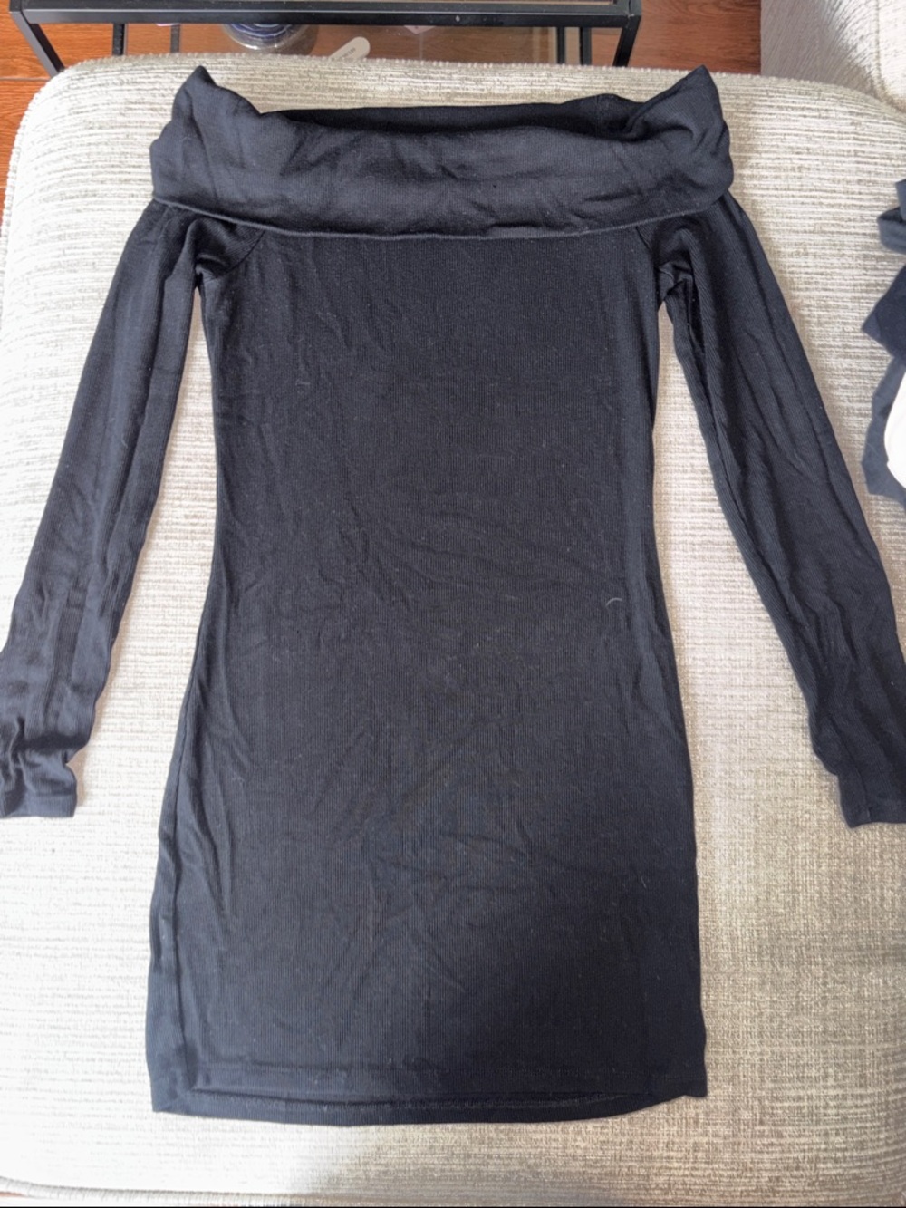 Garage Black Off-Shoulder Long Sleeve Bodycon Dress